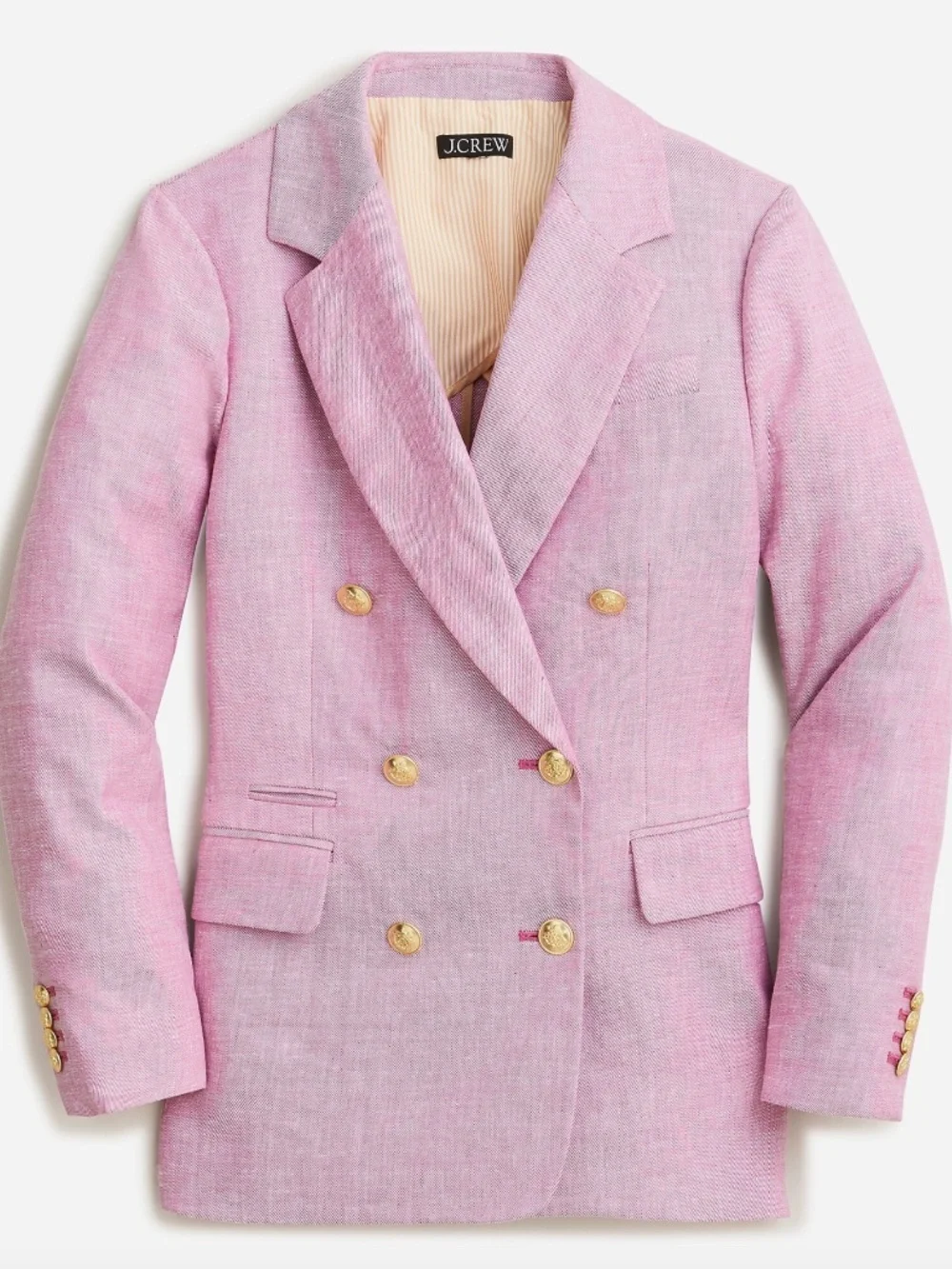 J Crew Bristol Blazer in Stretch Linen Blend, Vintage Raspberry White - Picture 2 of 7